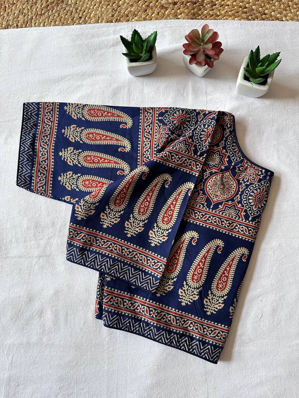 Hand Block Ajrakh Cotton Blouse